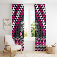 Personalised Aotearoa Niho Taniwha Motif Window Curtain Pink Style