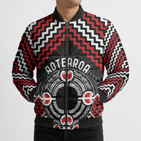 Personalised Aotearoa Niho Taniwha Motif Bomber Puffer Jacket Red Style - Polynesian Pride