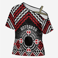Personalised Aotearoa Niho Taniwha Motif Cross Shoulder Shirt Red Style - Polynesian Pride