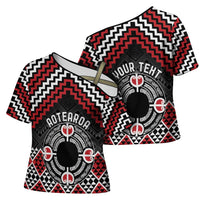 Personalised Aotearoa Niho Taniwha Motif Cross Shoulder Shirt Red Style - Polynesian Pride