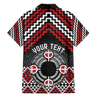 Personalised Aotearoa Niho Taniwha Motif Family Matching Short Sleeve Bodycon Dress and Hawaiian Shirt Red Style
