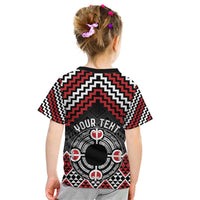 Personalised Aotearoa Niho Taniwha Motif Kid T Shirt Red Style LT9 - Polynesian Pride