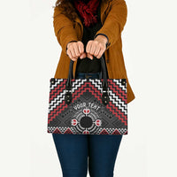 Personalised Aotearoa Niho Taniwha Motif Leather Bag Red Style LT9 - Polynesian Pride