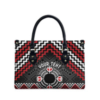 Personalised Aotearoa Niho Taniwha Motif Leather Bag Red Style LT9 - Polynesian Pride