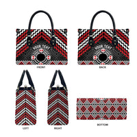 Personalised Aotearoa Niho Taniwha Motif Leather Bag Red Style LT9 - Polynesian Pride