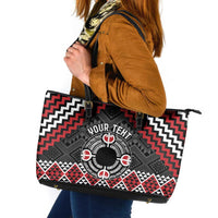 Personalised Aotearoa Niho Taniwha Motif Leather Tote Bag Red Style