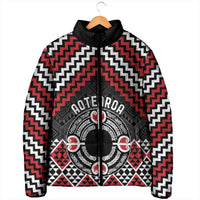 Personalised Aotearoa Niho Taniwha Motif Padded Jacket Red Style - Polynesian Pride