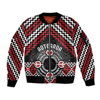 Personalised Aotearoa Niho Taniwha Motif Sleeve Zip Bomber Jacket Red Style