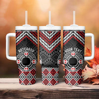 Personalised Aotearoa Niho Taniwha Motif Tumbler With Handle Red Style