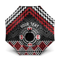 Personalised Aotearoa Niho Taniwha Motif Umbrella Red Style - Polynesian Pride