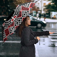 Personalised Aotearoa Niho Taniwha Motif Umbrella Red Style - Polynesian Pride