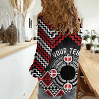 Personalised Aotearoa Niho Taniwha Motif Women Casual Shirt Red Style