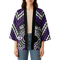 Personalised Aotearoa Niho Taniwha Motif Kimono Violet Style - Polynesian Pride