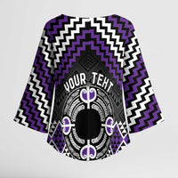 Personalised Aotearoa Niho Taniwha Motif Kimono Sleeve Blouse Violet Style - Polynesian Pride