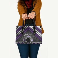 Personalised Aotearoa Niho Taniwha Motif Leather Bag Violet Style LT9 - Polynesian Pride