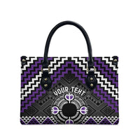Personalised Aotearoa Niho Taniwha Motif Leather Bag Violet Style LT9 - Polynesian Pride