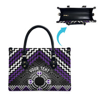 Personalised Aotearoa Niho Taniwha Motif Leather Bag Violet Style LT9 - Polynesian Pride