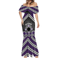 Personalised Aotearoa Niho Taniwha Motif Mermaid Dress Violet Style