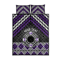 Personalised Aotearoa Niho Taniwha Motif Quilt Bed Set Violet Style