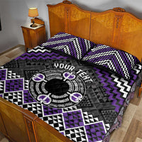 Personalised Aotearoa Niho Taniwha Motif Quilt Bed Set Violet Style