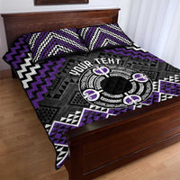 Personalised Aotearoa Niho Taniwha Motif Quilt Bed Set Violet Style