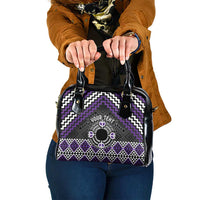 Personalised Aotearoa Niho Taniwha Motif Shoulder Handbag Violet Style