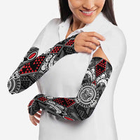 Black Aotearoa Taniko Motif Arm Sleeves Vintage Maori New Zealand Tribal Art Pattern - Polynesian Pride