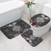 Black Aotearoa Taniko Motif Bathroom Set Vintage Maori New Zealand Tribal Art Pattern - Polynesian Pride