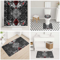 Black Aotearoa Taniko Motif Bathroom Set Vintage Maori New Zealand Tribal Art Pattern - Polynesian Pride