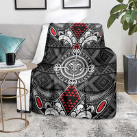Black Aotearoa Taniko Motif Blanket Vintage Maori New Zealand Tribal Art Pattern