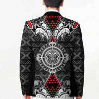 Black Aotearoa Taniko Motif Blazer Vintage Maori New Zealand Tribal Art Pattern - Polynesian Pride