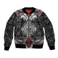 Black Aotearoa Tanilo Motif Bomber Jacket Vintage Maori New Zealand Tribal Art Pattern