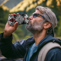 Black Aotearoa Taniko Motif 4 in 1 Can Cooler Tumbler Vintage Maori New Zealand Tribal Art Pattern