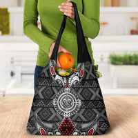 Black Aotearoa Taniko Motif Grocery Bag Vintage Maori New Zealand Tribal Art Pattern