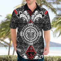 Black Aotearoa Tanilo Motif Hawaiian Shirt Vintage Maori New Zealand Tribal Art Pattern