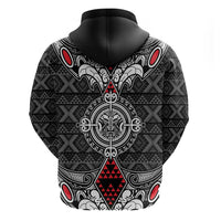 Black Aotearoa Tanilo Motif Hoodie Vintage Maori New Zealand Tribal Art Pattern