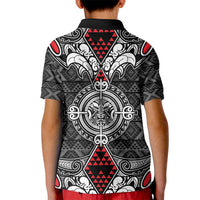 Black Aotearoa Tanilo Motif Kid Polo Shirt Vintage Maori New Zealand Tribal Art Pattern