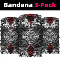 Black Aotearoa Taniko Motif Neck Gaiter Vintage Maori New Zealand Tribal Art Pattern - Polynesian Pride