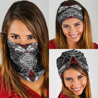 Black Aotearoa Taniko Motif Neck Gaiter Vintage Maori New Zealand Tribal Art Pattern - Polynesian Pride