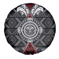 Black Aotearoa Taniko Motif Spare Tire Cover Vintage Maori New Zealand Tribal Art Pattern