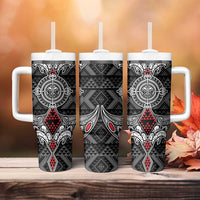 Black Aotearoa Taniko Motif Tumbler With Handle Vintage Maori New Zealand Tribal Art Pattern