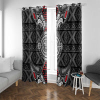 Black Aotearoa Taniko Motif Window Curtain Vintage Maori New Zealand Tribal Art Pattern