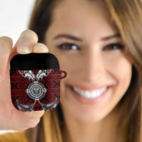 Red Aotearoa Taniko Motif AirPods Case Vintage Maori New Zealand Tribal Art Pattern LT9 Red - Polynesian Pride