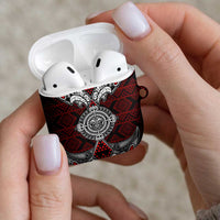 Red Aotearoa Taniko Motif AirPods Case Vintage Maori New Zealand Tribal Art Pattern LT9 - Polynesian Pride