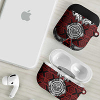 Red Aotearoa Taniko Motif AirPods Case Vintage Maori New Zealand Tribal Art Pattern LT9 - Polynesian Pride