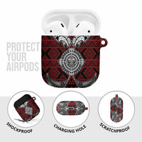 Red Aotearoa Taniko Motif AirPods Case Vintage Maori New Zealand Tribal Art Pattern LT9 - Polynesian Pride