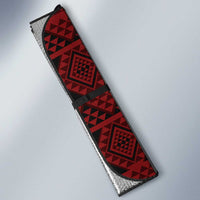 Red Aotearoa Taniko Motif Auto Sun Shade Vintage Maori New Zealand Tribal Art Pattern - Polynesian Pride