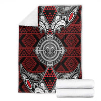 Red Aotearoa Taniko Motif Blanket Vintage Maori New Zealand Tribal Art Pattern