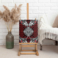 Red Aotearoa Taniko Motif Canvas Wall Art Vintage Maori New Zealand Tribal Art Pattern
