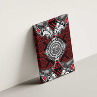 Red Aotearoa Taniko Motif Canvas Wall Art Vintage Maori New Zealand Tribal Art Pattern